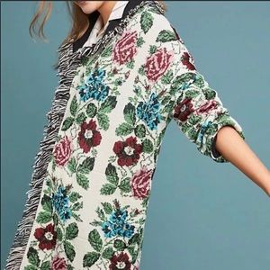 NWT $248 anthropologie floral intarsia cardigan xs